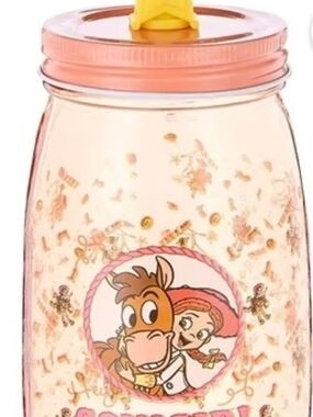 New Disney Toy Story Jessie & Bullseye Glass Mason Jar Bottle With 3d Top 500 Ml